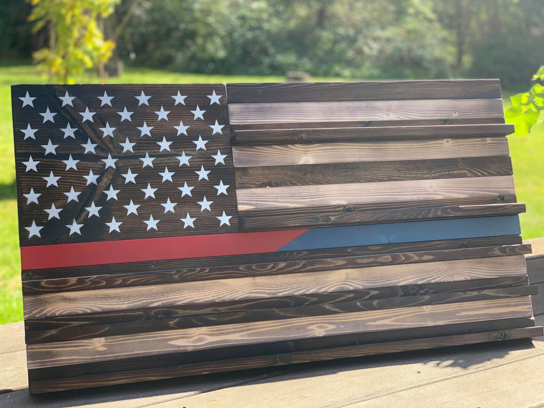 Patch and Coin Thin Red & Blue Line Flag